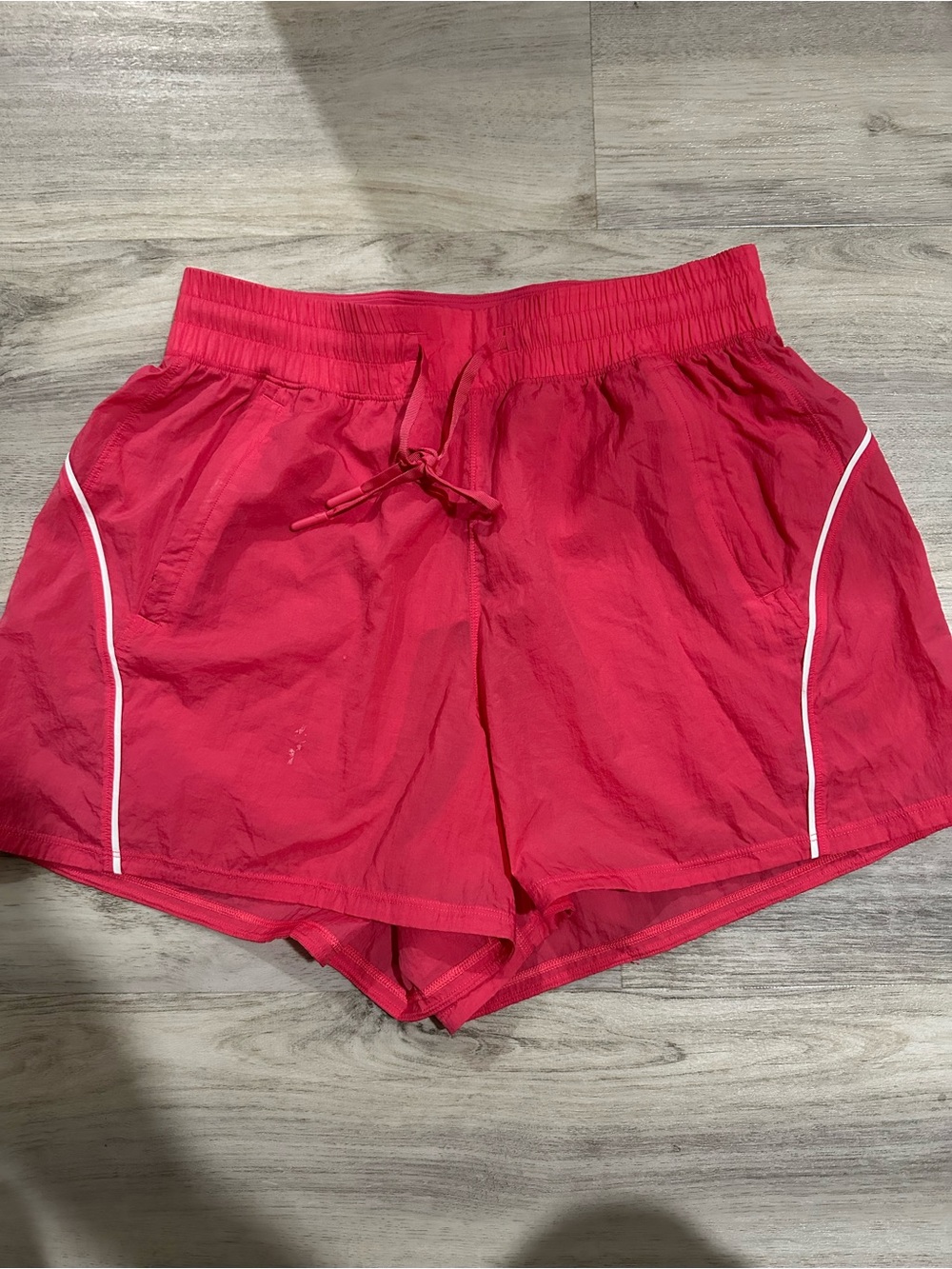 lululemon athletica Bright Pink Athletic Shorts with White Piping